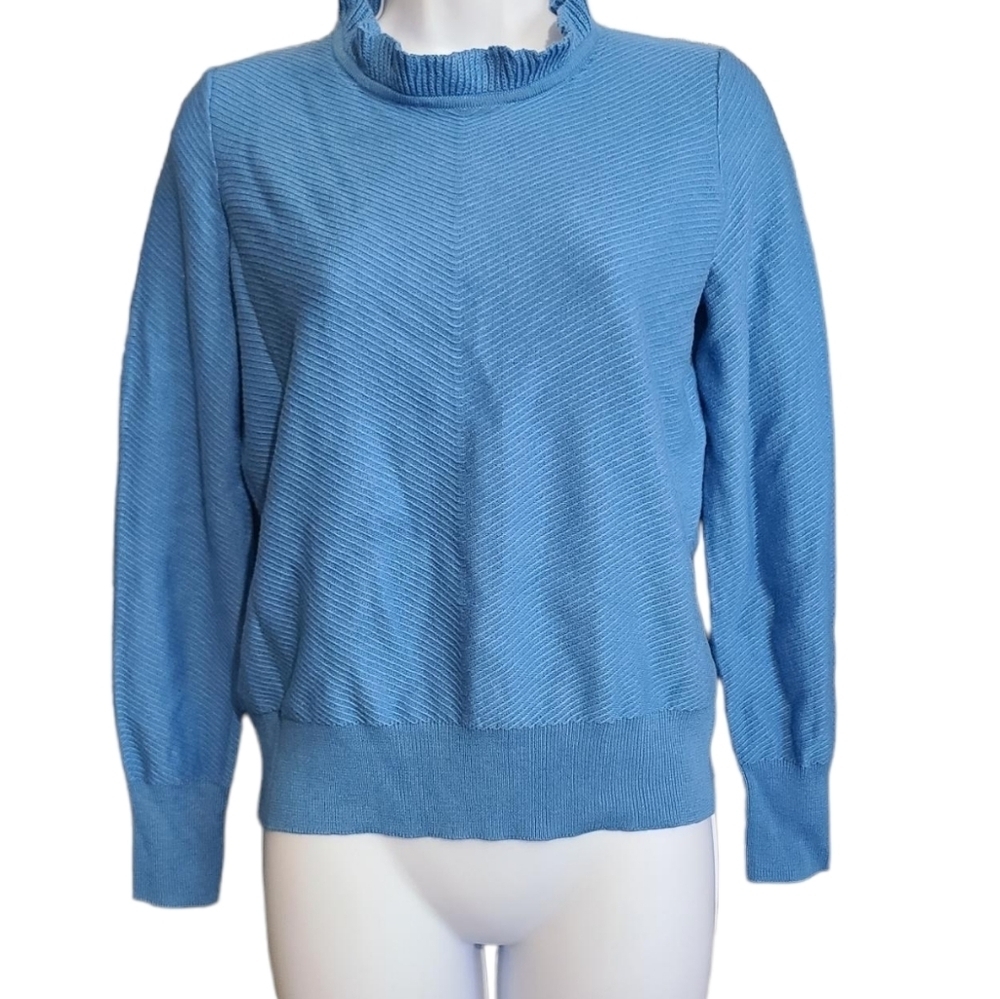 J CREW ruffle neck wool blend sweater XS